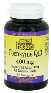 Natural Factors   Coenzyme Q10 Enhanced Absorption All Natural Form 400 mg.   60 Softgels