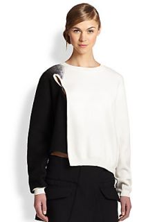 Opening Ceremony Cutout Asymmetrical Two Tone Sweatshirt   White