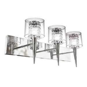 BAZZ Glam Series 3 Light Polished Chrome Wall Fixture with Clear Round Glass and Glass Beads Inserts M3823CB