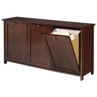 Home Decorators Collection Mission Tilt Out Triple Hamper and Wastebin in Chestnut DISCONTINUED 8975600820
