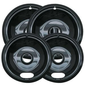 Range Kleen 6 in. 2 Small and 8 in. 2 Large A Style Drip Pan in Black Porcelain (4 Pack) P10124XN
