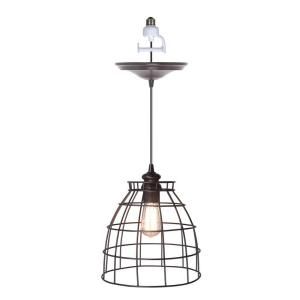 Worth Home Products 1 Light Brushed Bronze Instant Pendant Light Conversion Kit and Cage Shade PBN 5034 0011