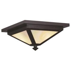 Filament Design Providence Collection 2 Light 6.0 in. Outdoor Bronze Iridescent Tiffany Glass Flush Mount CLI MEN2147 07