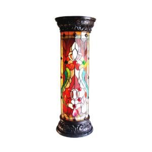 Chloe Lighting Ruby Spectacle 30 in. Tiffany Glass Bronze Pedestal Light Fixture CH30B405 PL1