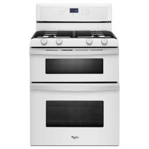 Whirlpool 6.0 cu. ft. Double Oven Gas Range with Self Cleaning Oven in White WGG555S0BW