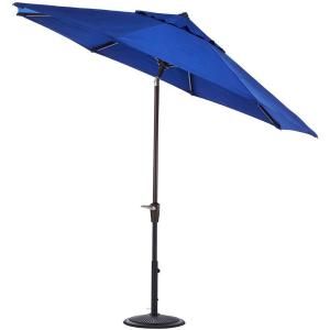 Home Decorators Collection 7.5 ft. Auto Tilt Patio Umbrella in Blue Sunbrella with Black Frame 1548830310