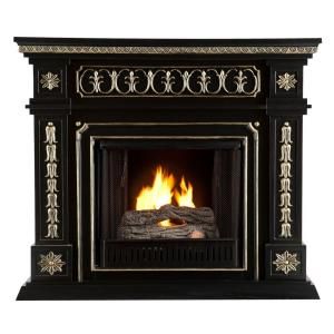 Southern Enterprises Donovan 47 in. Gel Fuel Fireplace in Black with Gold Accents FG9661