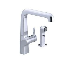 KOHLER Evoke Single Hole 1 Handle High Arc Kitchen Sink Faucet with Sidespray in Polished Chrome K 6334 CP