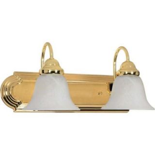 Glomar Ballerina 2 Light Polished Brass Vanity with Alabaster Glass Bell Shades HD 328