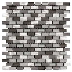 Jeffrey Court Stealth 12 in. x 12 in. x 8 mm Glass/Metal Mosaic Wall Tile 99588
