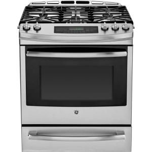 GE Profile 5.6 cu. ft. Slide In Gas Range with Self Cleaning Convection Oven in Stainless Steel PGS920SEFSS
