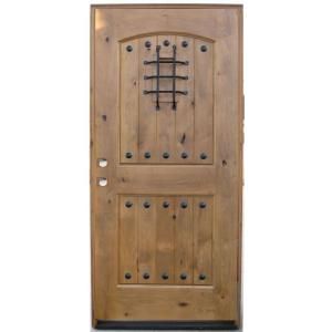 Pacific Entries 36 in. x 80 in. Wood Knotty Alder Prehung Right Hand Inswing 2 Panel Entry Door A51R