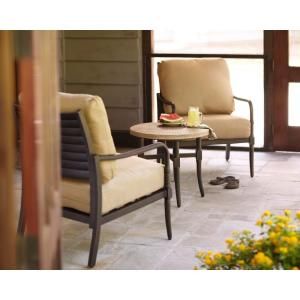 Hampton Bay Madison 3 Piece Patio Chat Set with Textured Golden Wheat Cushions DISCONTINUED 13H 001 3SS