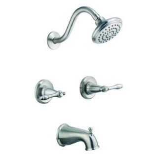 Design House Oakmont 2 Handle Tub and Shower Faucet in Satin Nickel 523480