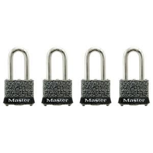 Master Lock 1 9/16 in. Rust Oleum Certified Laminated Steel Padlock with 1 1/2 in. Shackle (4 Pack) 380QLFHC