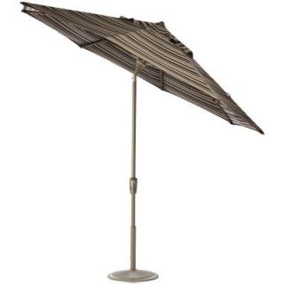 Home Decorators Collection 6 ft. Auto Tilt Patio Umbrella in Espresso Stripe Sunbrella with Champagne Frame 1548720880