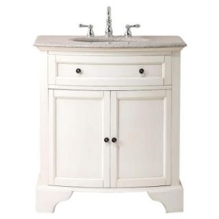 Home Decorators Collection Hamilton 31 in. W x 22 in. D Vanity in Antique White with Granite Vanity Top in Beige 0567400410