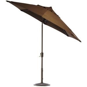 Home Decorators Collection 6 ft. Auto Tilt Patio Umbrella in Teak Sunbrella with Bronze Frame 1548710980
