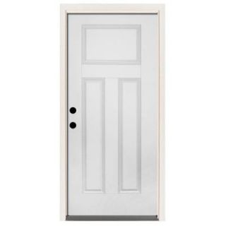 Steves & Sons Premium 3 Panel Primed White Steel Entry Door with 32 in. Right Hand Inswing and 4 in. Wall ST30 PR 28 4IRH