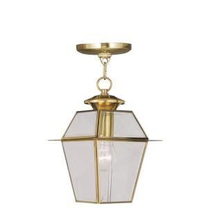 Filament Design Providence 1 Light Hanging Outdoor Polished Brass Incandescent Lantern CLI MEN2183 02