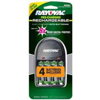 Rayovac NiMH AA/AAA Easy Charger with 2 AA and 2 AAA Batteries Included PS131 4BE