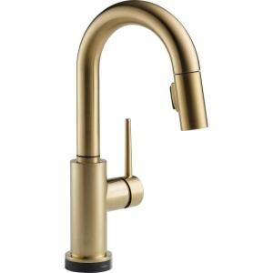 Delta Trinsic Single Handle Pull Down Sprayer Bar Faucet Featuring Touch2O Technology in Champagne Bronze 9959T CZ DST
