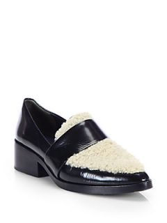 3.1 Phillip Lim Shearling & Leather Loafers   Natural Black