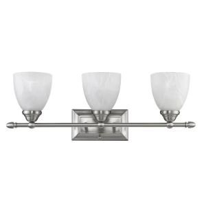 Chloe Lighting Eva Transitional 3 Light 24 in. Wall White Bath Vanity Fixture with Brushed Nickel Alabaster Glass Shade CH21004BN24 BL3