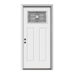 JELD WEN Premium Monterey Craftsman Primed Steel Entry Door with Brickmold N11606