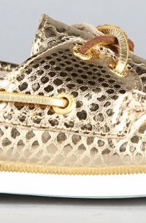 Sperry Top Sider The Two Eye Boat Shoe in Gold Metallic Snake