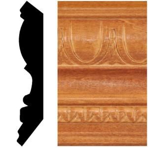 13/16 in. x 4 1/2 in. x 8 ft. Hardwood Stained Cherry Embossed Crown Moulding 588ST