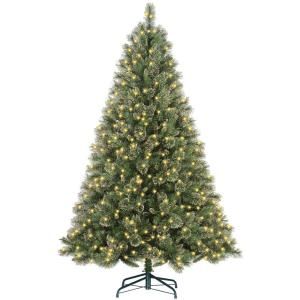 Martha Stewart Living 7.5 ft. Pre Lit Glittery Gold Pine Christmas Tree with 600 Clear Ready Lit Lights GPG3 319E 75X