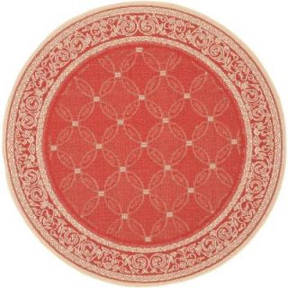 Safavieh Courtyard Red/Natural 6.6 ft. x 6.6 ft. Round Area Rug CY1502 3707 7R