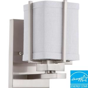 Glomar 1 Light Vanity with Slate Gray Fabric Shade Finished in Brushed Nickel   (1) 13w GU24 Lamp Included HD 4361