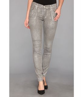 True Religion Chrissy Mid Rise Super Skinny Tear Drop Print Womens Jeans (Gray)