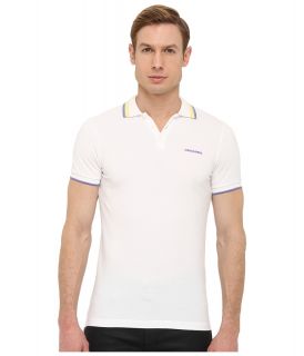 DSQUARED2 Classic Fit Cotton Pique Polo Mens Short Sleeve Pullover (White)