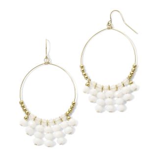 MIXIT Mixit Wire Hoop Drop Earrings w/ White Stones