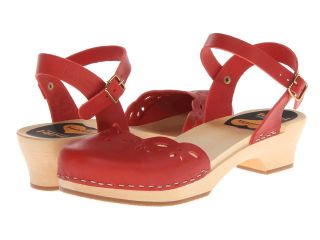 Swedish Hasbeens Haga Womens Clog Shoes (Red)