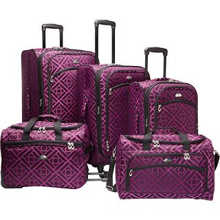 Astor Collection 5 Piece Spinner Luggage Set Black Purple   Ameri