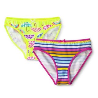 Xhilaration Girls 2 Pack Bikini Briefs   Umbrella/Stripes 10