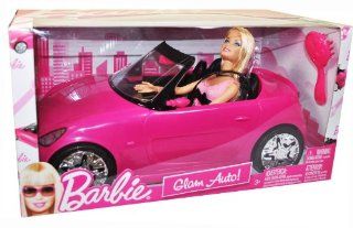 Mattel Year 2009 Barbie Fashionistas Series 12 Inch Doll Playset   GLAM AUTO with Barbie Doll, Pink Convertible Car and Hairbrush (T2330): Toys & Games