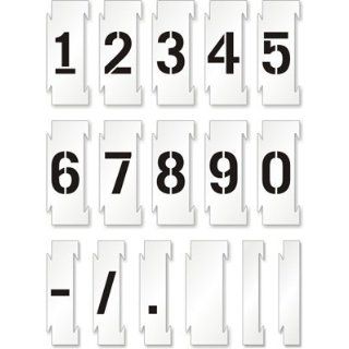 SmartSign Kit of Polyethylene Reusable Stencils, Legend "Number Kit, 3 Characters, Spacer, Two Ends", 4" high x 10" wide, Black on White: Industrial & Scientific