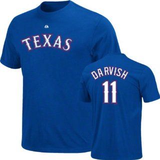 MLB Majestic Yu Darvish Texas Rangers #11 Player T Shirt   Royal Blue : Baseball Equipment : Sports & Outdoors