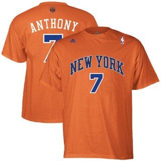 NBA adidas New York Knicks #7 Carmelo Anthony Orange Net Number T shirt : Sports Fan T Shirts : Sports & Outdoors