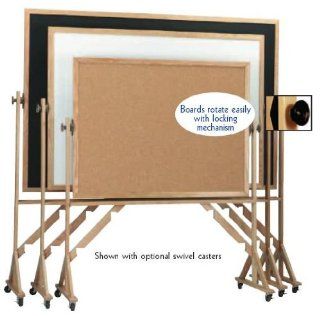 Reversible Free Standing Combination Board with Marker Board and Bulletin Board Frame Red Oak, Size 48" H x 72" W  Dry Erase Boards 