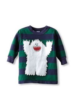 Mulberribush Baby Boys Infant Abominable Snowman Applique Stripe Jersey Shirt, Navy/Green, 12 Months: Clothing