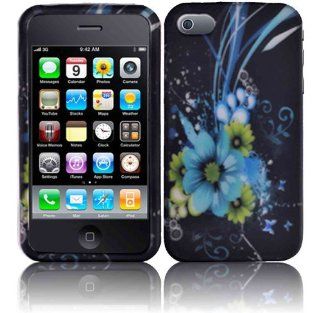 Blue Flower Hard Case Cover for Apple Iphone 4 4G 4S 4GS: Cell Phones & Accessories