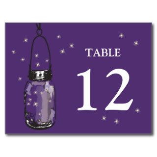 Mason Jar & Fireflies Table Card Postcards