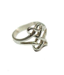 Sterling Silver Double Heart Celtic Love Knot Ring: Jewelry