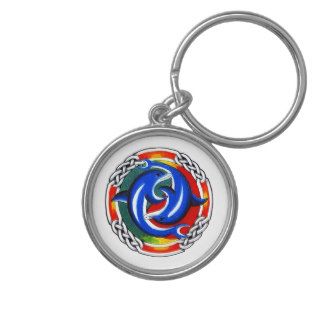 Cool cartoon tattoo symbol  gemini dolphin twin keychains